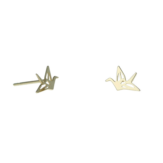 Origami Crane Cutout Stud Earrings